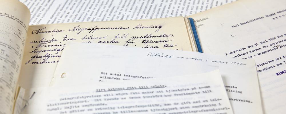 Kollage handskrivna protokoll m.m. från telegrafistföreningen