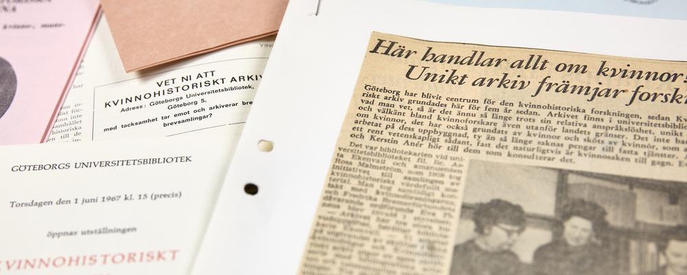 Kollage med material ur KvinnSams arkiv